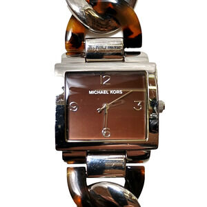 Michael Kors MK-4132 Women’s Silver-Tone & Faux Tortoise Chain Watch